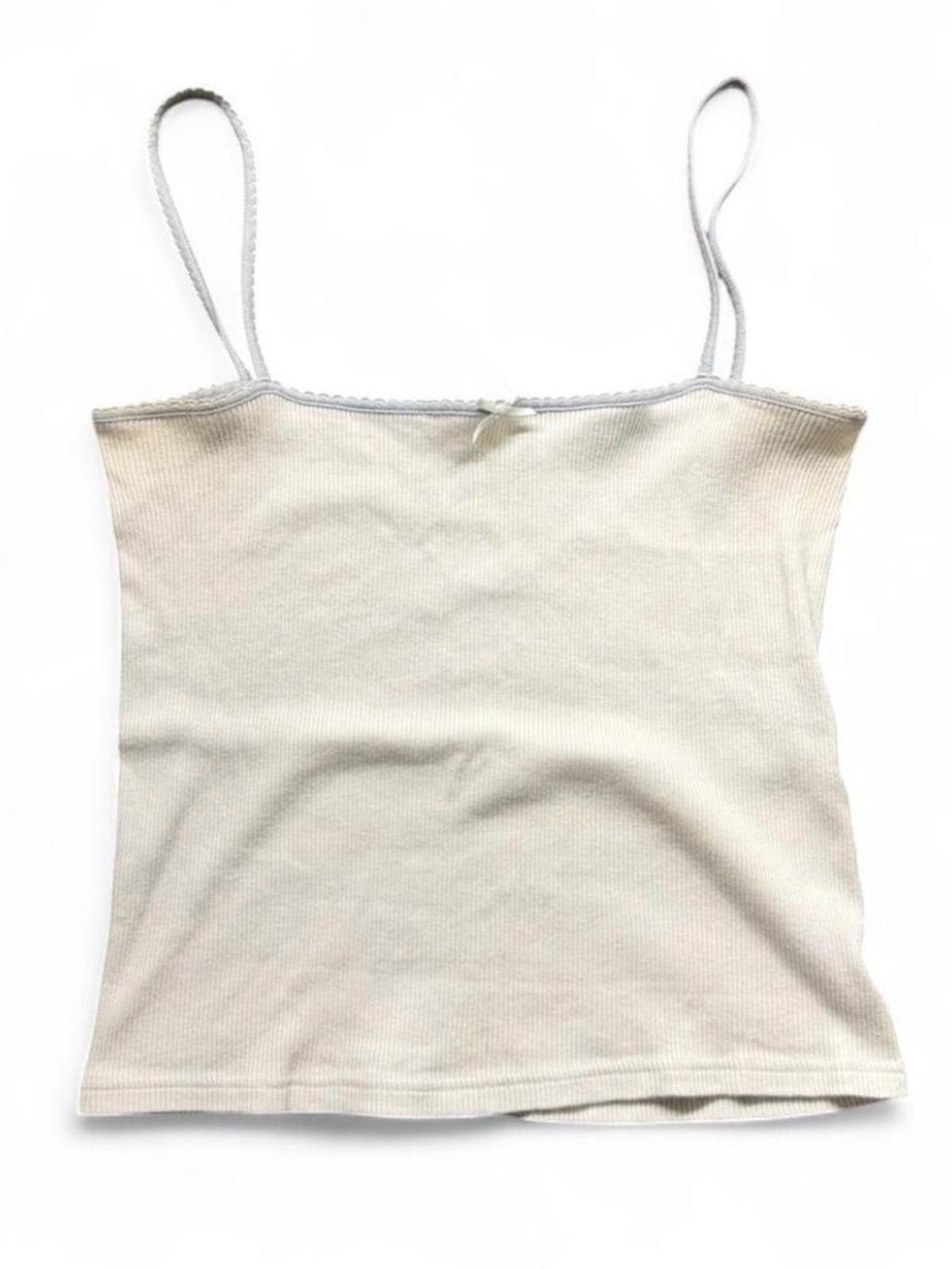 Brandy Melville Cream Ribbed Spaghetti Strap Tank